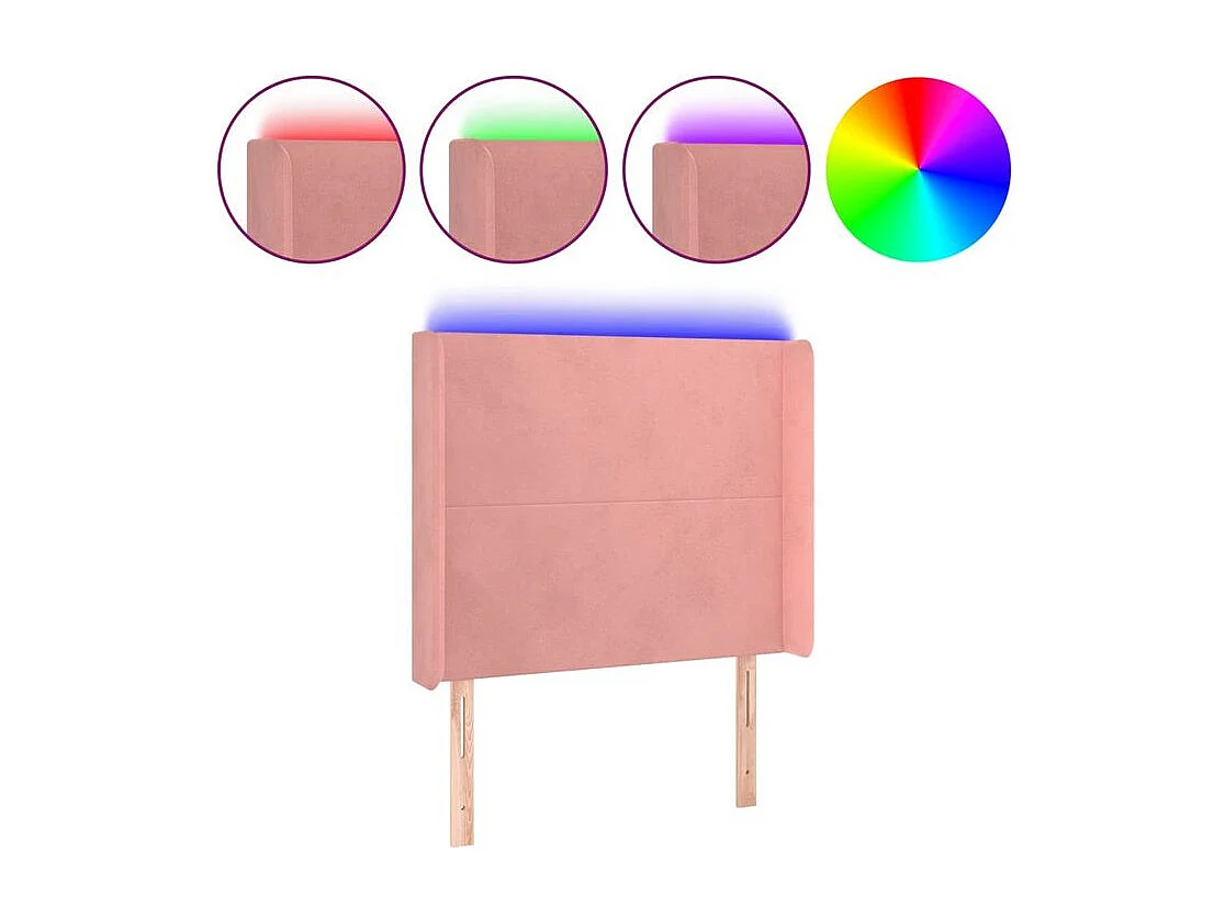 Tête de lit à LED Rose 83x16x118-128 Velours