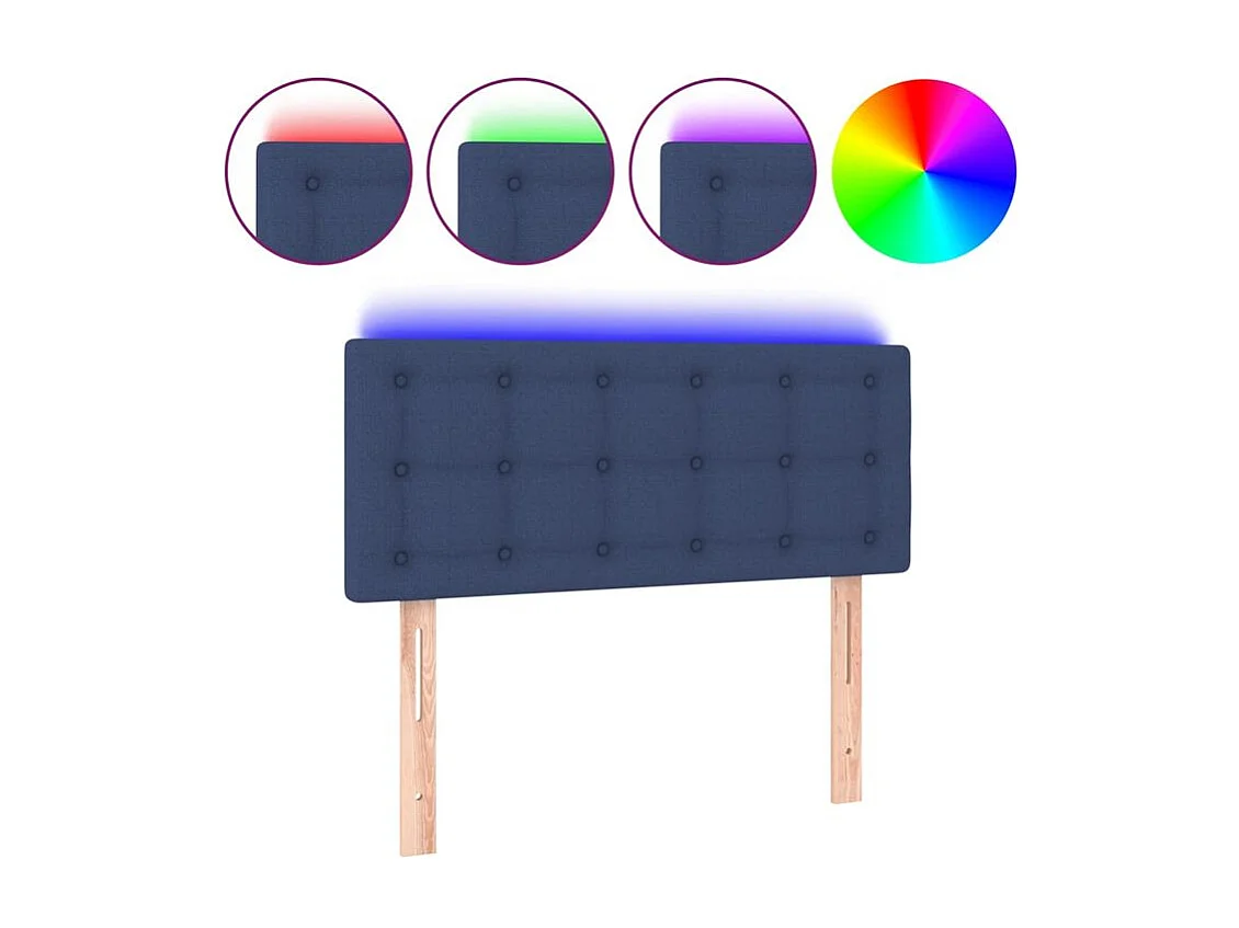 Tête de lit à LED Bleu 90x5x78-88 Tissu