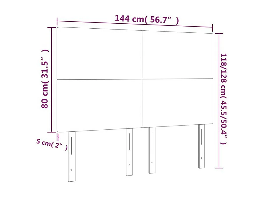 Tête de lit à LED Rose 144x5x118-128 Velours