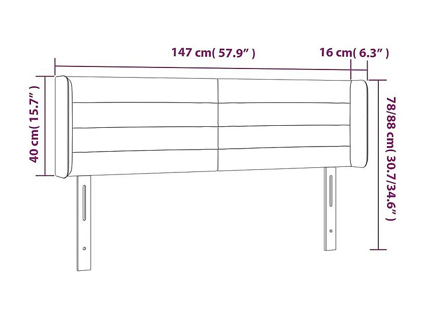 Tête de lit à LED Gris foncé 147x16x78-88 Velours