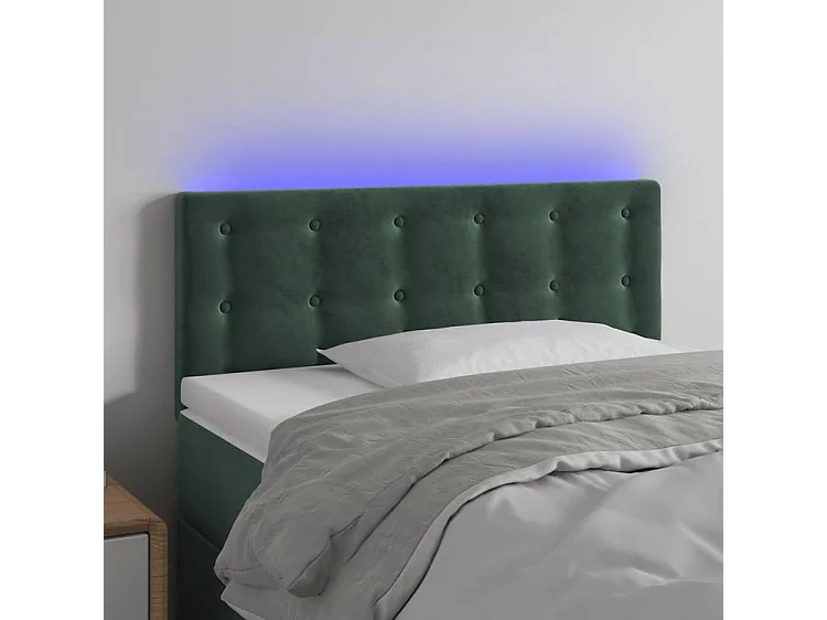 Tête de lit à LED Vert foncé 100x5x78-88 Velours