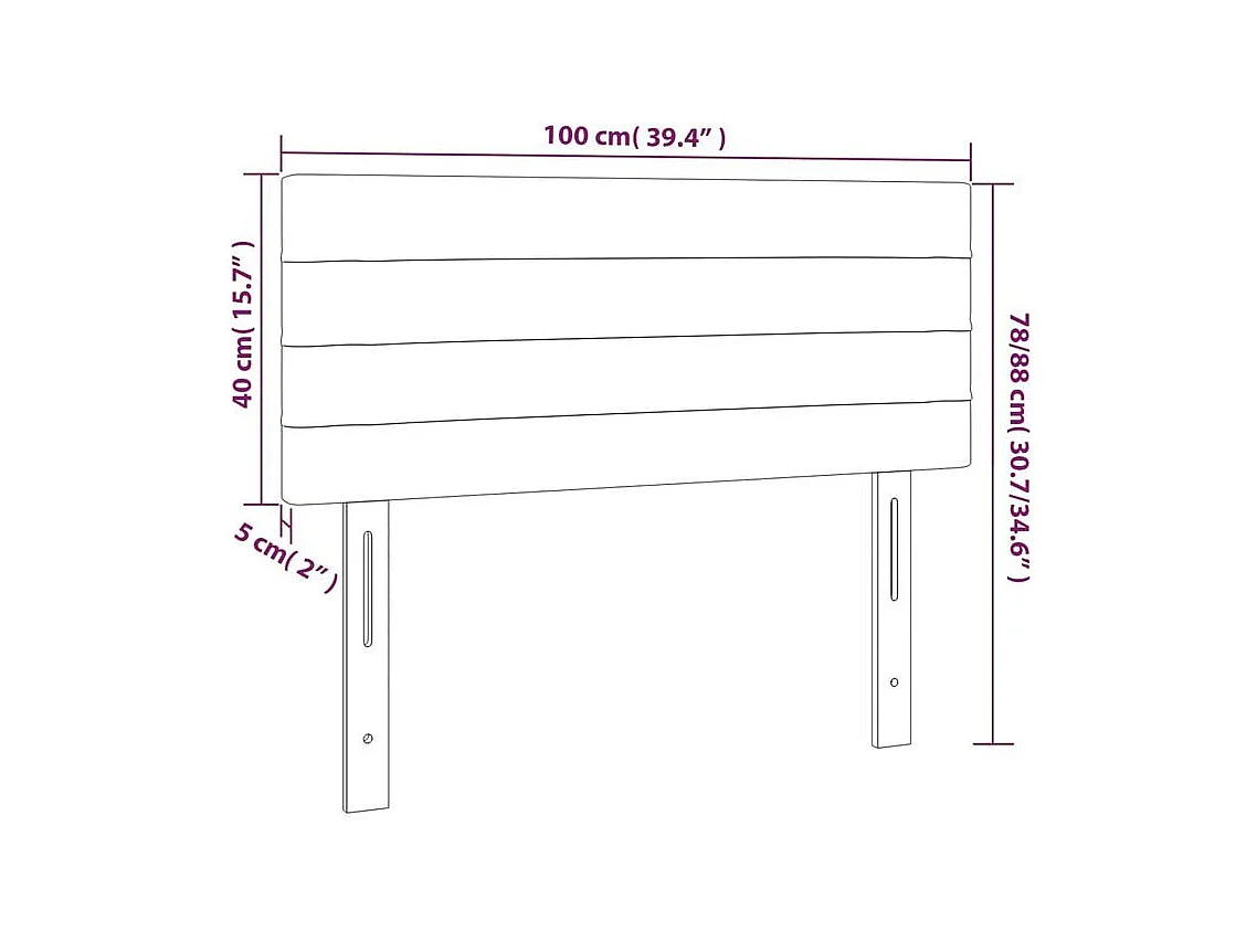 Tête de lit à LED Bleu foncé 100x5x78-88 Velours