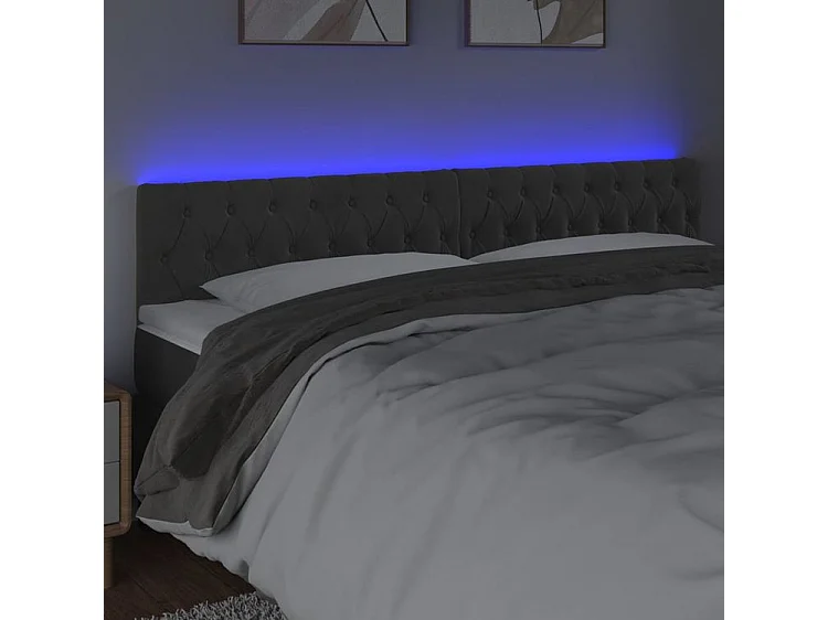 Tête de lit à LED Gris foncé 180x7x78-88 Velours