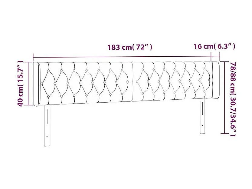 Tête de lit à LED Crème 183x16x78-88 Tissu