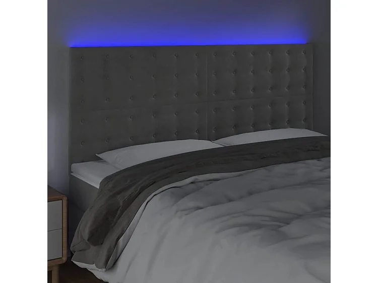 Tête de lit à LED Gris clair 200x5x118-128 Velours
