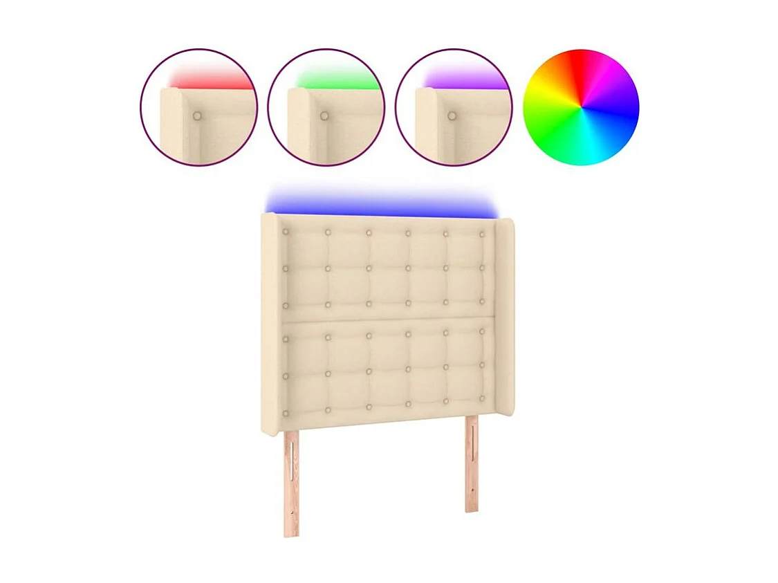 Tête de lit à LED Crème 83x16x118-128 Tissu