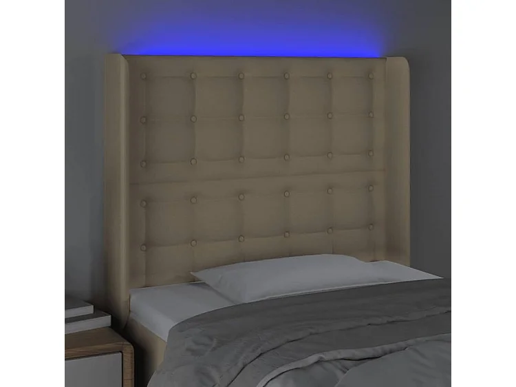Tête de lit à LED Crème 83x16x118-128 Tissu