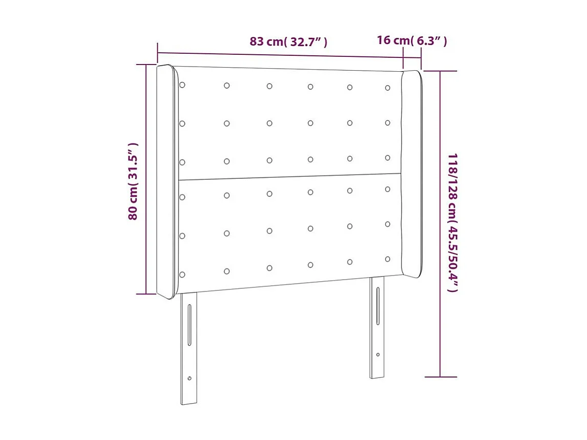 Tête de lit à LED Crème 83x16x118-128 Tissu