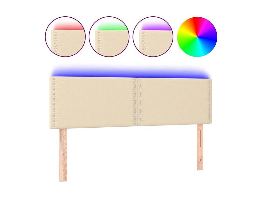 Tête de lit à LED Crème 144x5x78-88 Tissu