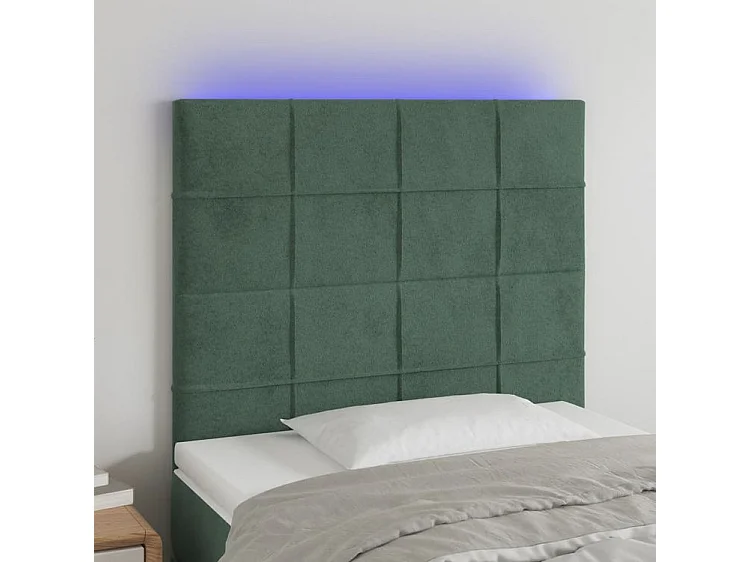 Tête de lit à LED Vert foncé 80x5x118-128 Velours