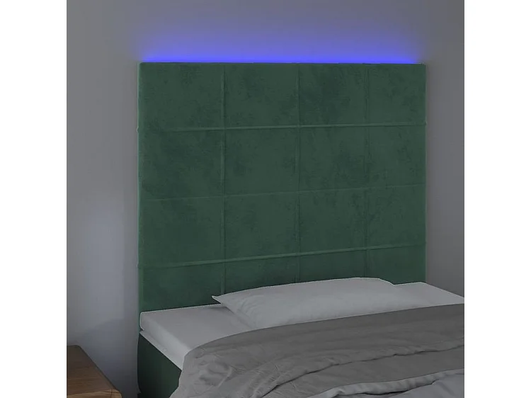 Tête de lit à LED Vert foncé 80x5x118-128 Velours