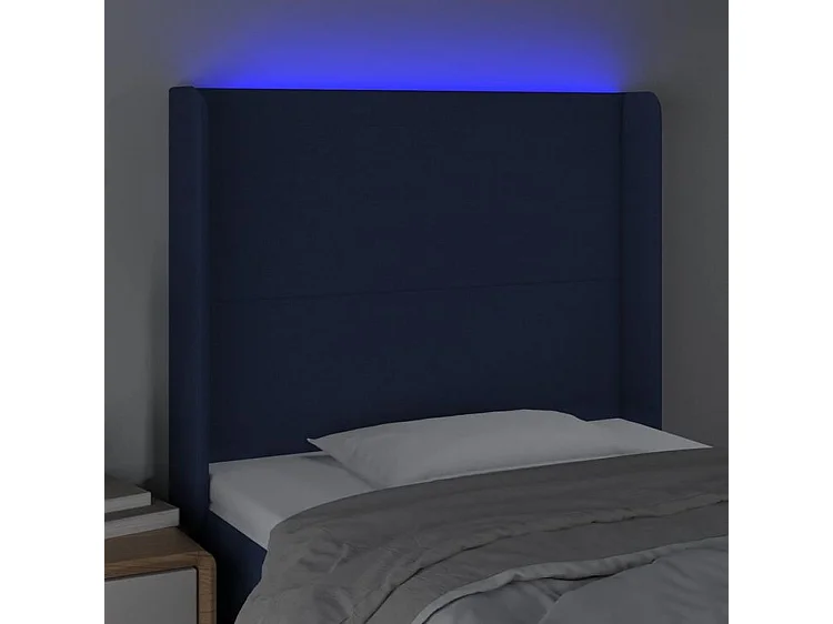 Tête de lit à LED Bleu 83x16x118-128 Tissu