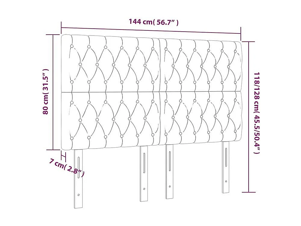 Tête de lit à LED Crème 144x7x118-128 Tissu