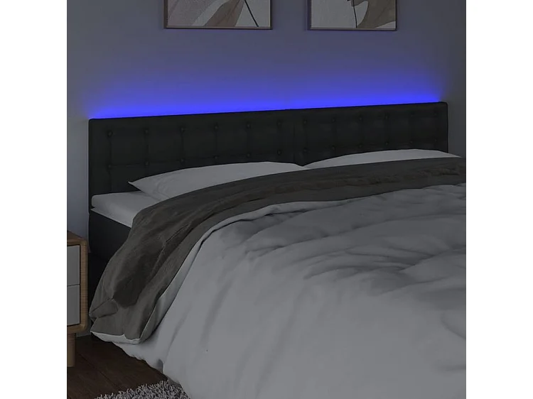 Tête de lit à LED Noir 180x5x78-88 Similicuir