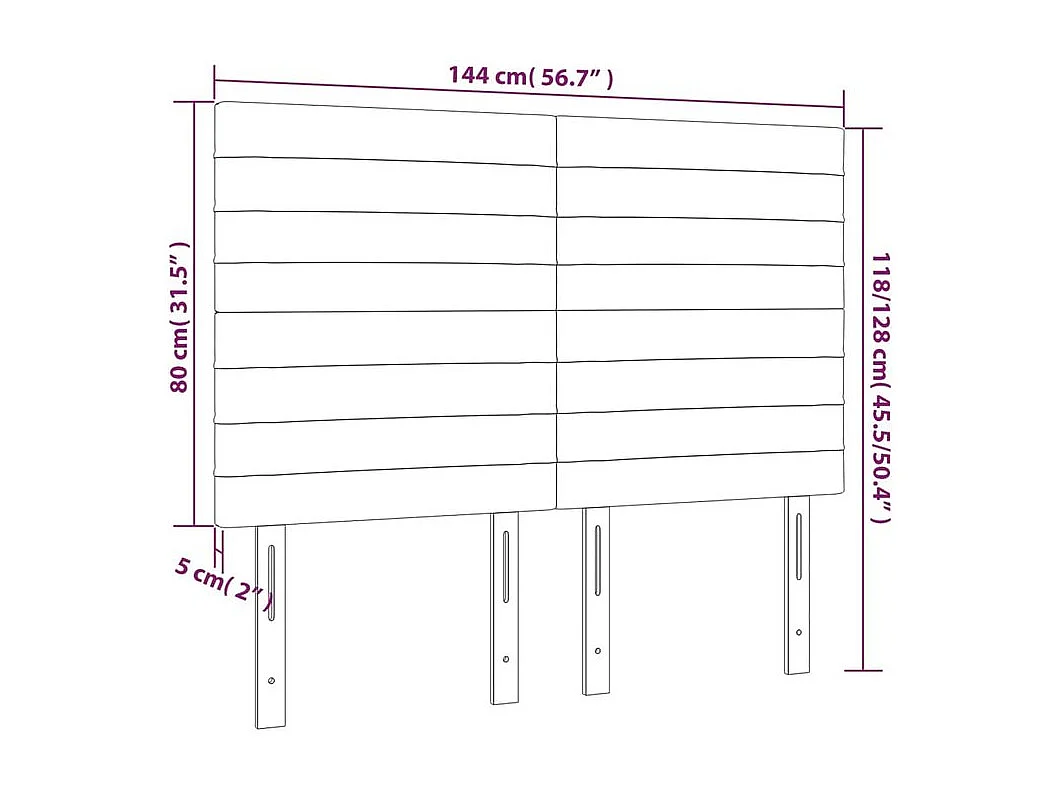 Tête de lit à LED Crème 144x5x118-128 Tissu