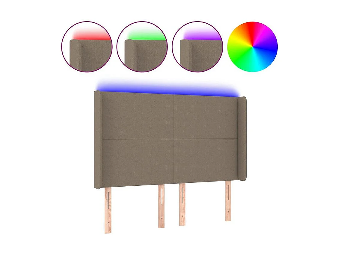 Tête de lit à LED Taupe 147x16x118-128 Tissu