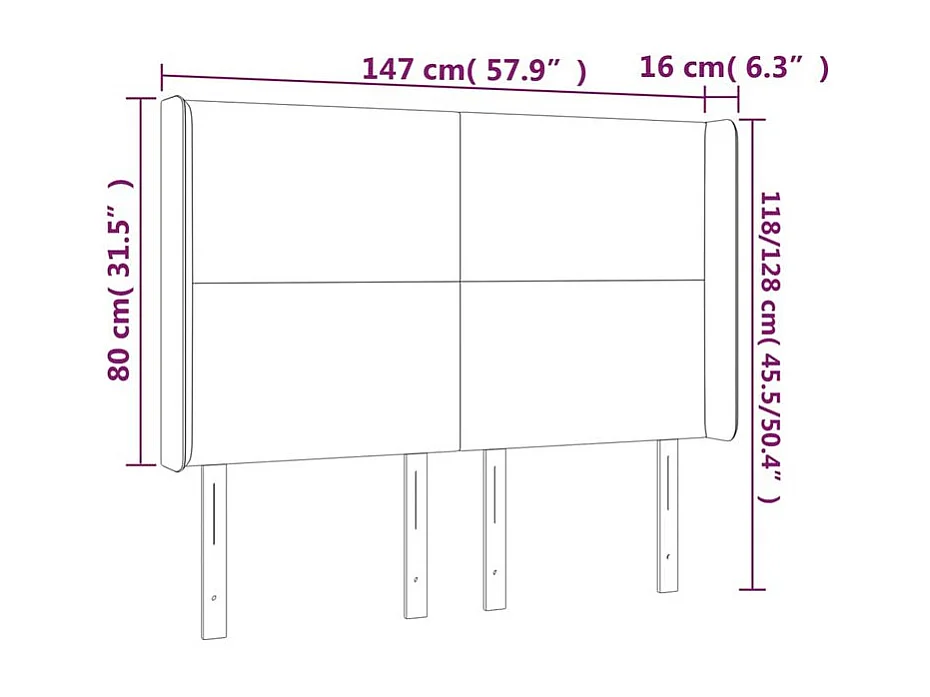 Tête de lit à LED Taupe 147x16x118-128 Tissu