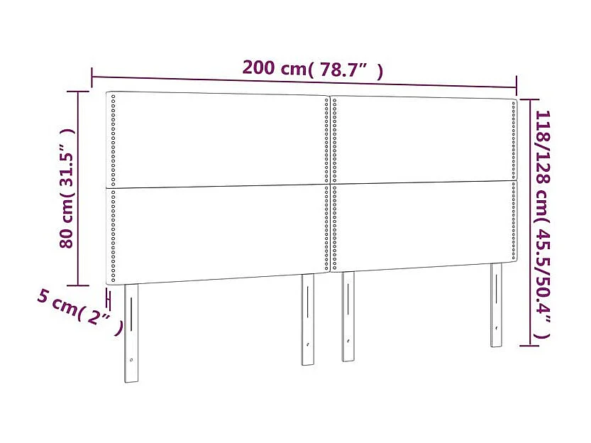 Tête de lit à LED Noir 200x5x118-128 Similicuir