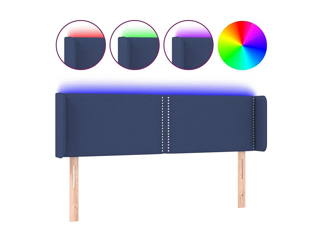 Tête de lit à LED Bleu 147x16x78-88 Tissu