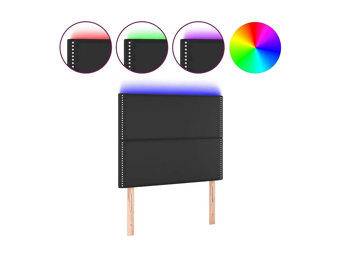 Tête de lit à LED Noir 100x5x118-128 Similicuir