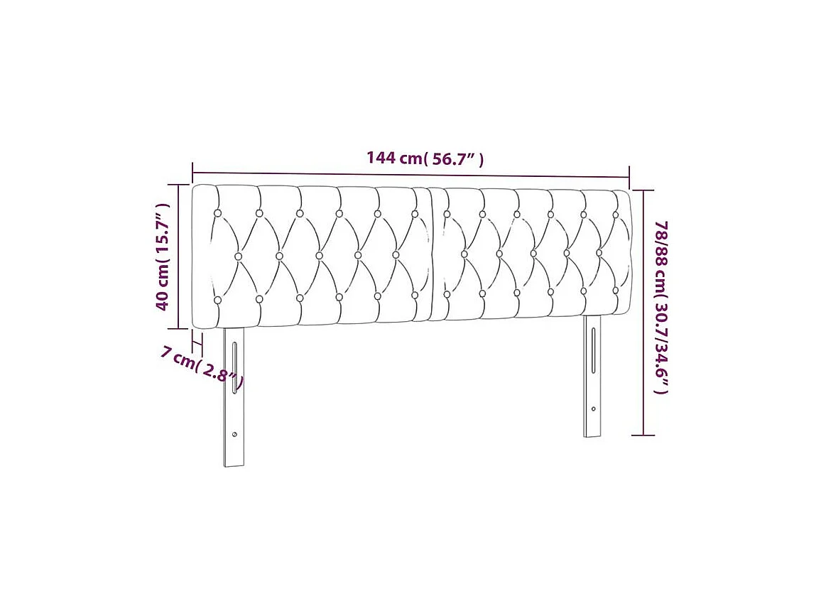 Tête de lit 2 pc Gris clair 72x7x78-88 Velours