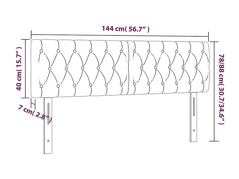 Tête de lit 2 pc Gris clair 72x7x78-88 Velours