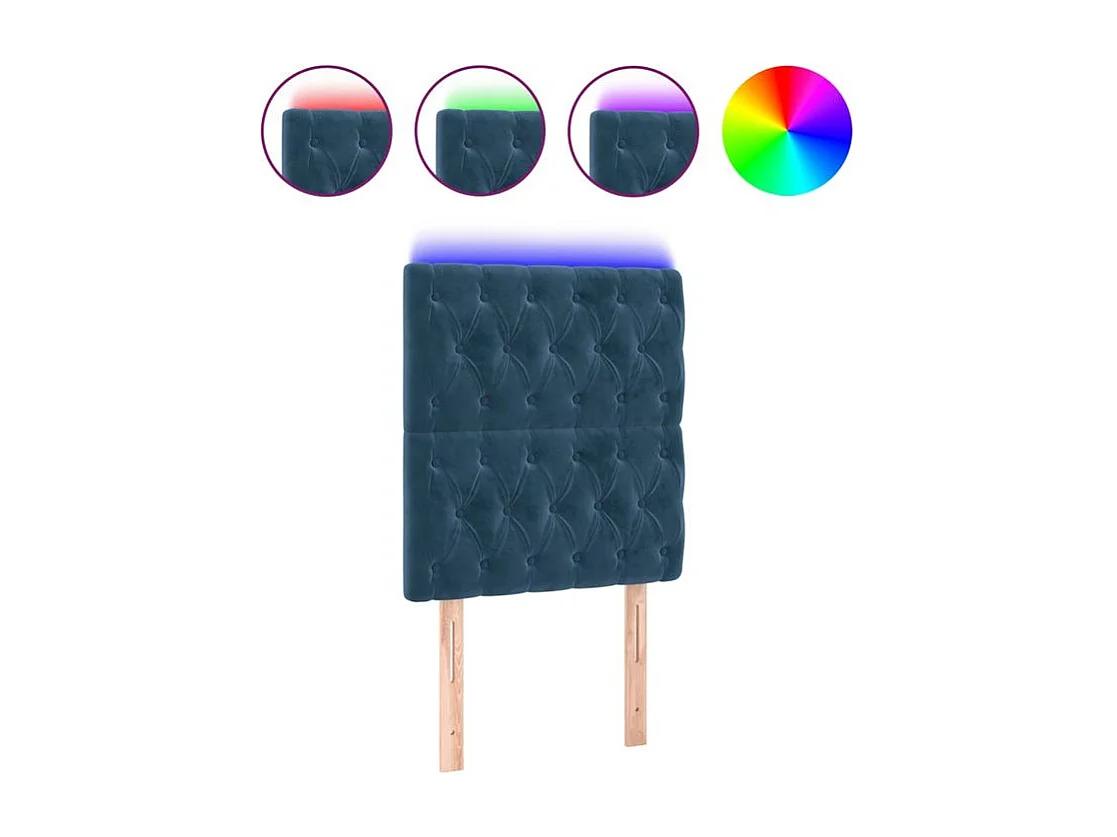 Tête de lit à LED Bleu foncé 80x7x118-128 Velours