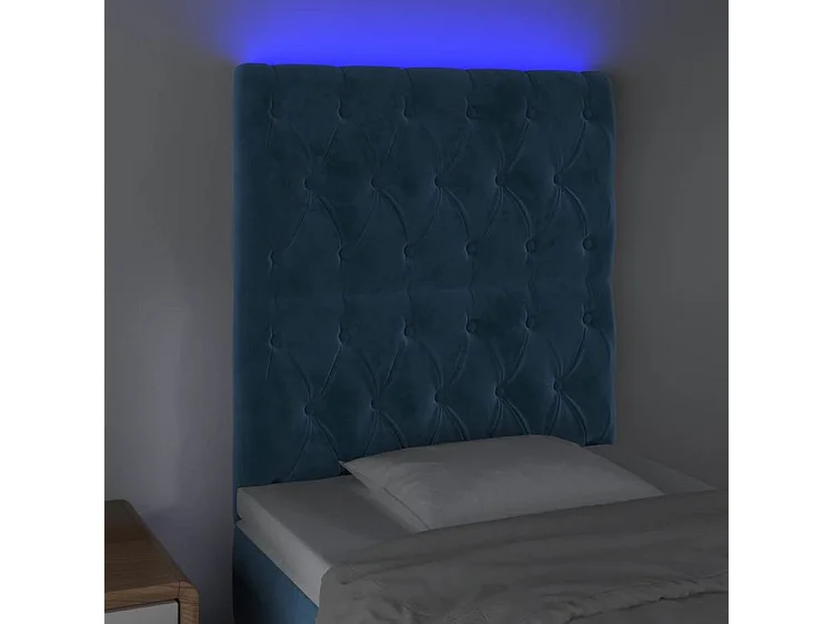 Tête de lit à LED Bleu foncé 80x7x118-128 Velours