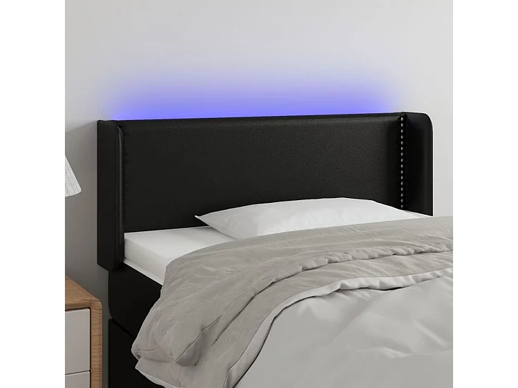 Tête de lit à LED Noir 93x16x78-88 Similicuir