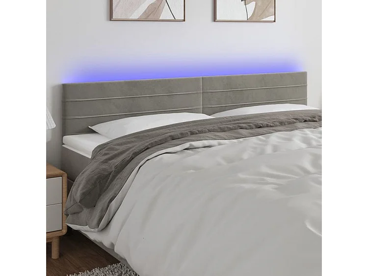 Tête de lit à LED Gris clair 160x5x78-88 Velours