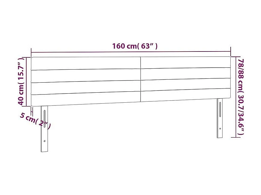 Tête de lit à LED Gris clair 160x5x78-88 Velours