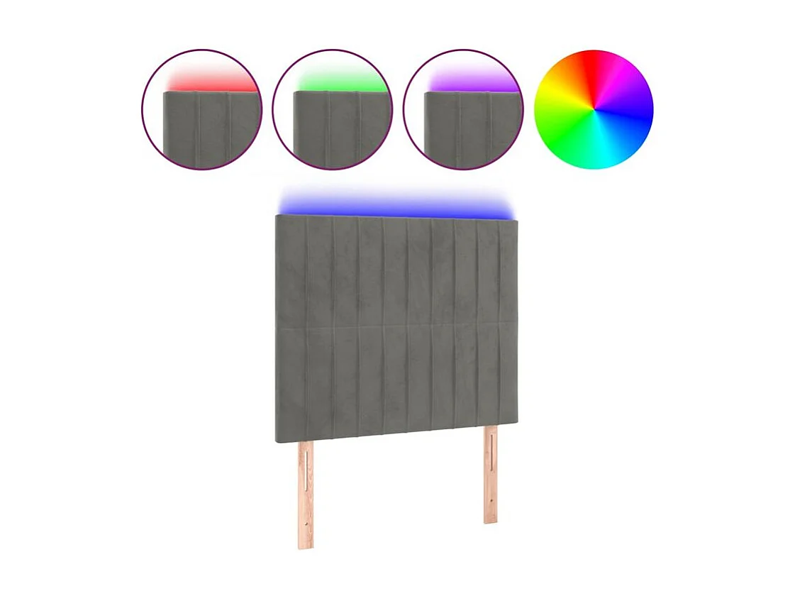 Tête de lit à LED Gris clair 80x5x118-128 Velours