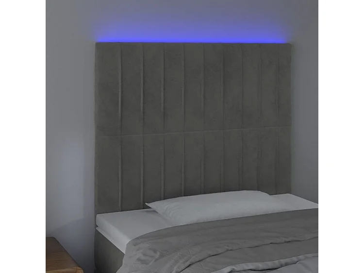 Tête de lit à LED Gris clair 80x5x118-128 Velours