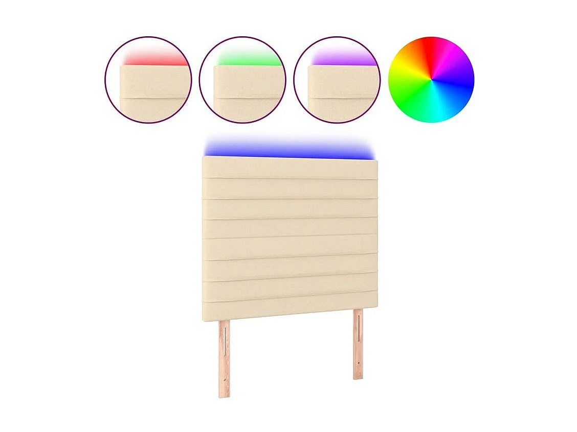 Tête de lit à LED Crème 80x5x118-128 Tissu