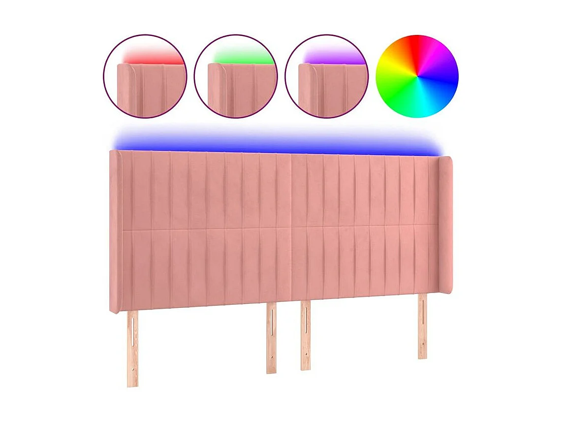 Tête de lit à LED Rose 183x16x118-128 Velours