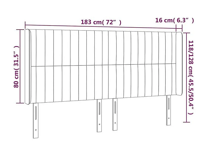 Tête de lit à LED Rose 183x16x118-128 Velours