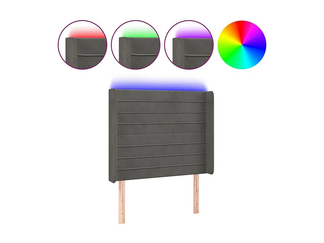 Tête de lit à LED Gris foncé 83x16x118-128 Velours