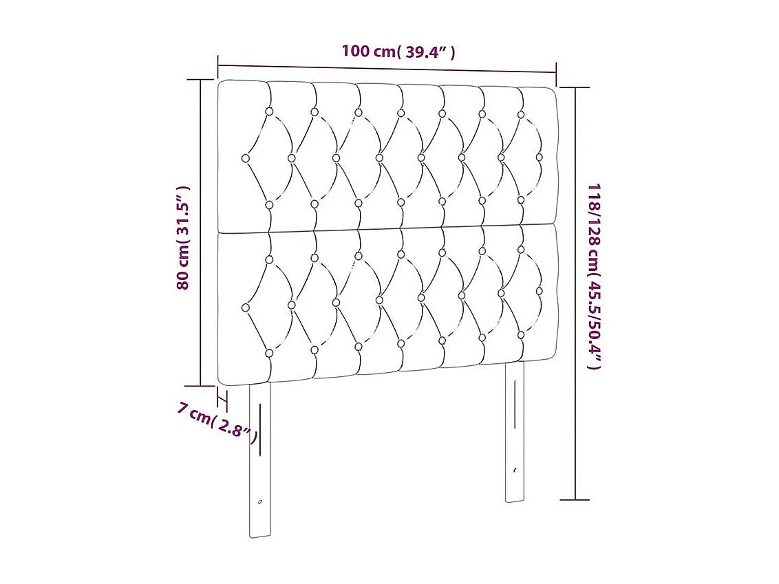 Tête de lit à LED Noir 100x7x118-128 Tissu
