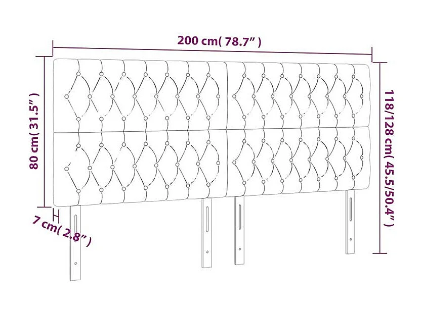 Tête de lit à LED Rose 200x7x118-128 Velours