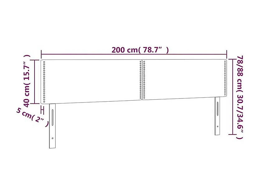 Tête de lit à LED Bleu foncé 200x5x78-88 Velours