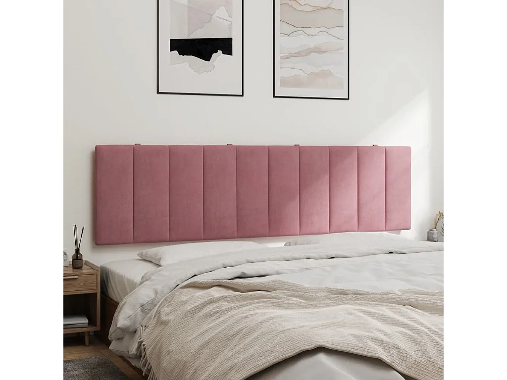 Coussin de tête de lit rose 180cm velours
