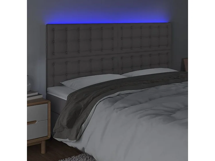 Tête de lit à LED Gris 180x5x118-128 Similicuir