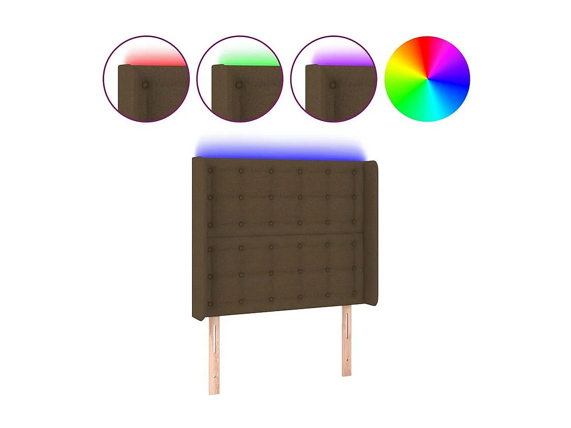 Tête de lit à LED Marron foncé 83x16x118-128 Tissu
