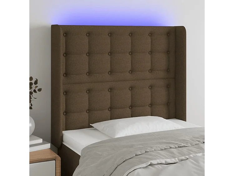 Tête de lit à LED Marron foncé 83x16x118-128 Tissu