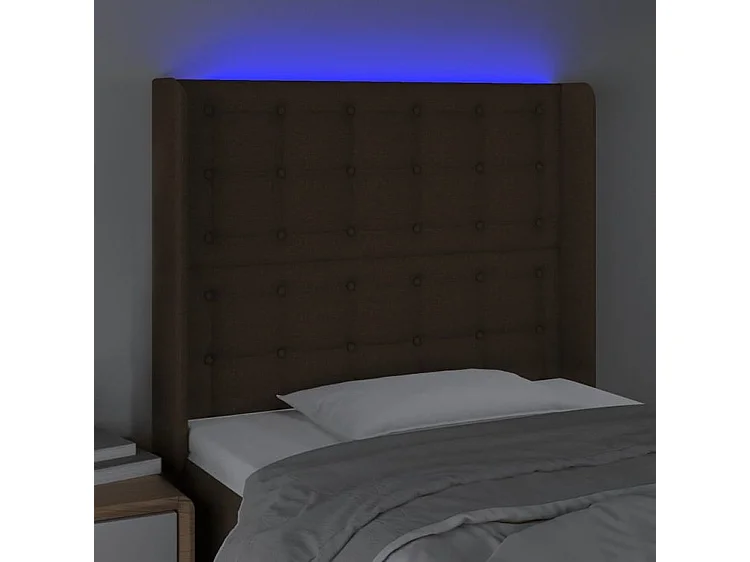 Tête de lit à LED Marron foncé 83x16x118-128 Tissu