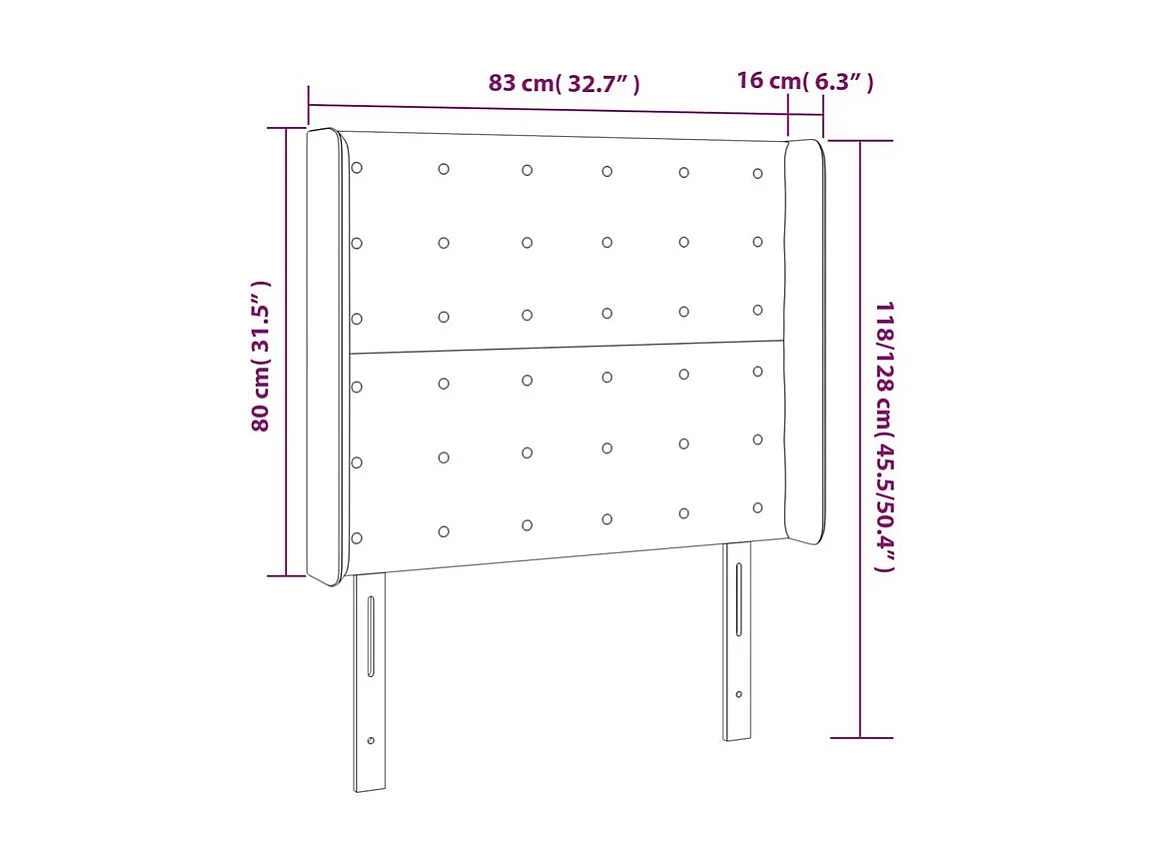 Tête de lit à LED Marron foncé 83x16x118-128 Tissu