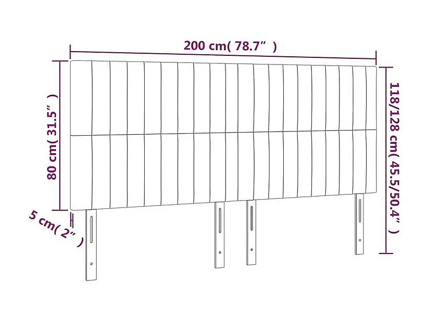Tête de lit à LED Bleu 200x5x118-128 Tissu