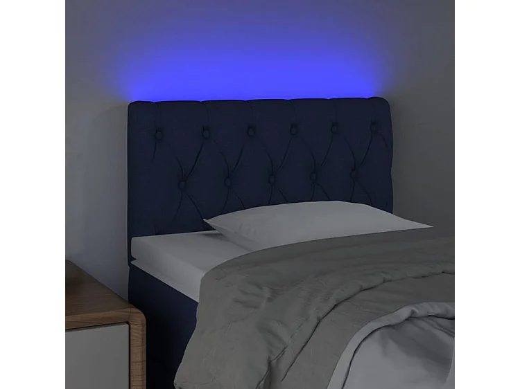 Tête de lit à LED Bleu 80x7x78-88 Tissu