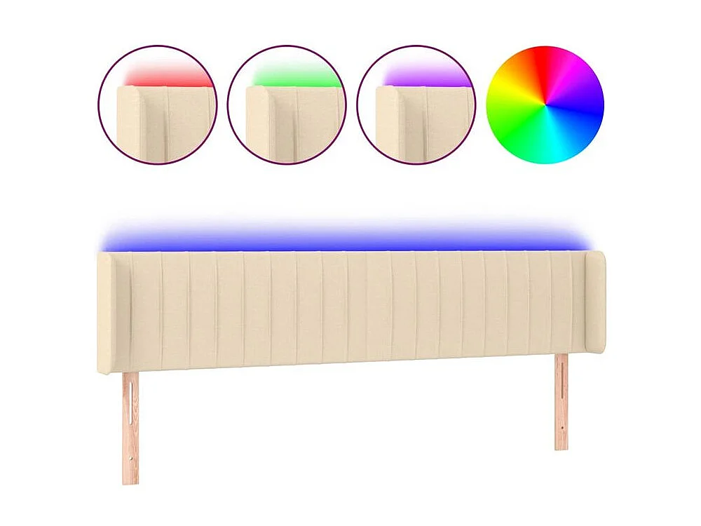 Tête de lit à LED Crème 163x16x78-88 Tissu
