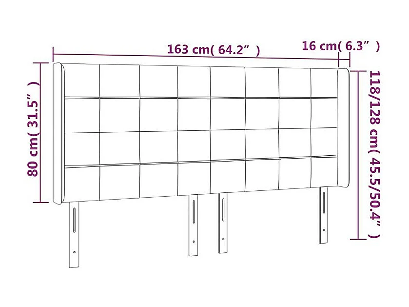 Tête de lit à LED Bleu 163x16x118-128 Tissu